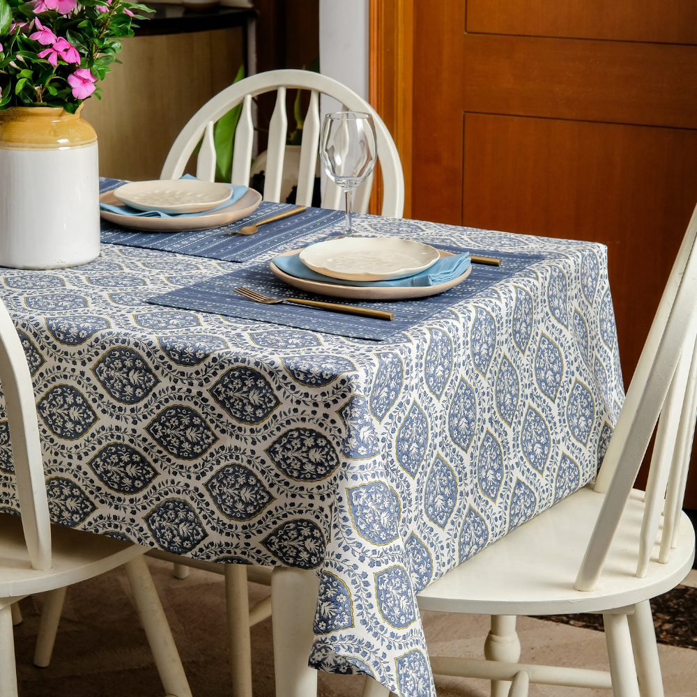 Morning Dew Tablecloth 4 Seater Rectangle (48”X72”) Blue Grey