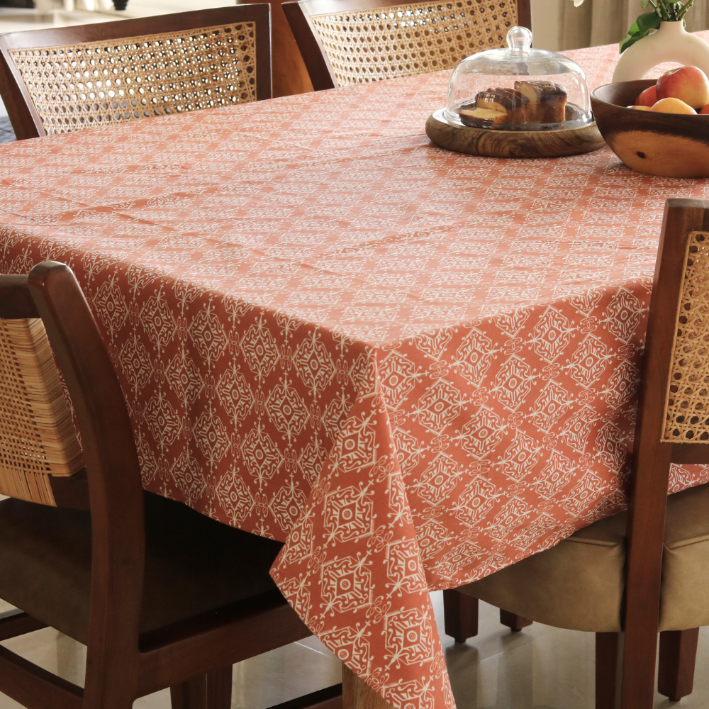 Agra Red Tablecloth 6 Seater Round (80") Agra Red