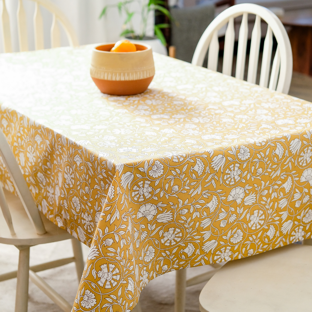 Mustard Fields Cotton Tablecloth Mustard