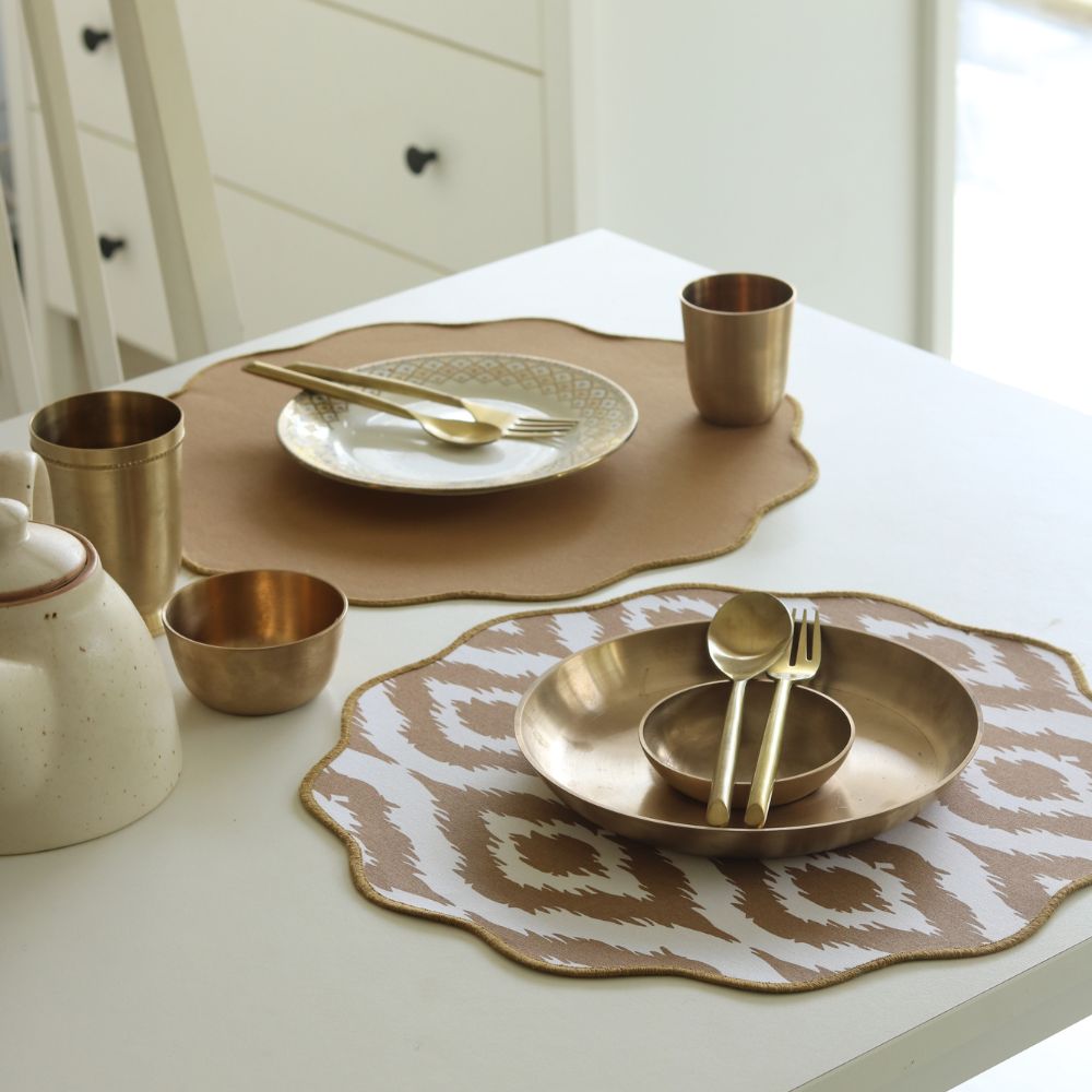 Beige Ikat & Tan Placemats