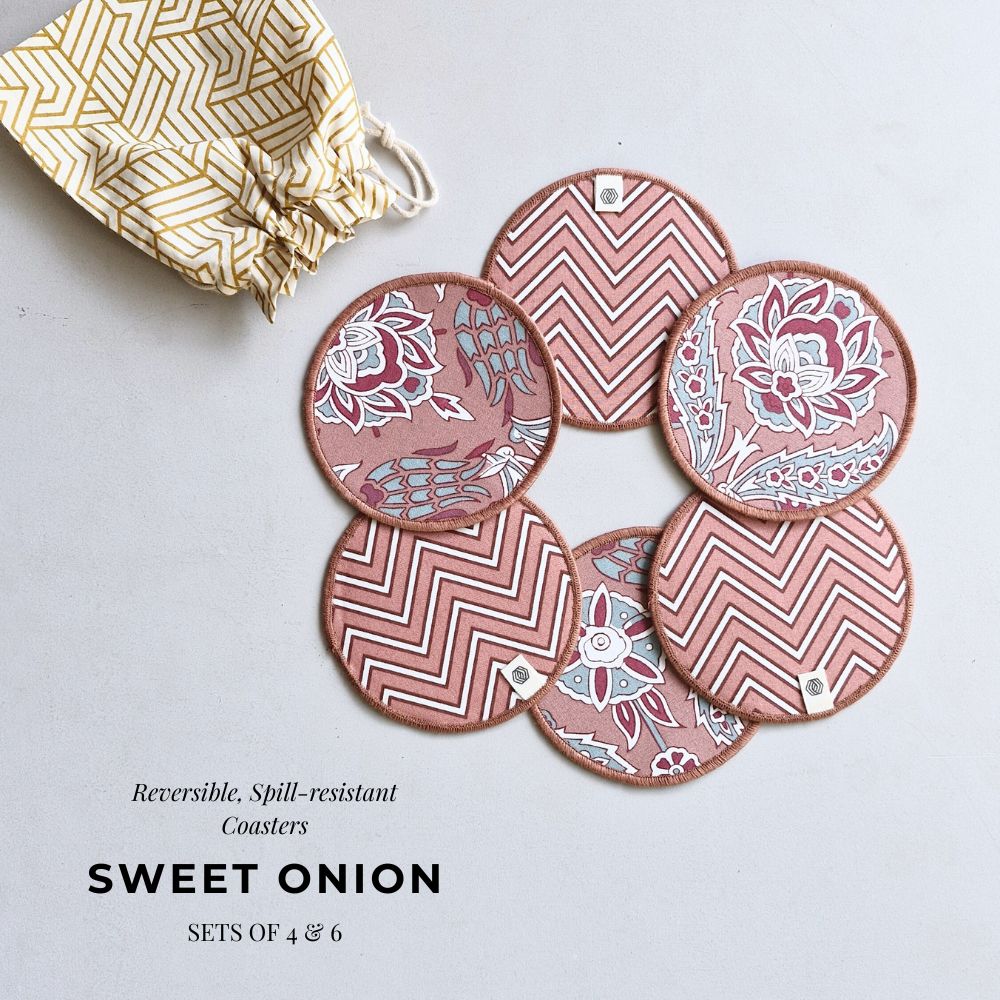 Cotton Coasters - Sweet Onion Set of 6 Sweet Onion