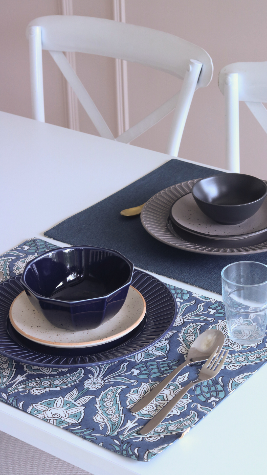Stormy Skies & Woven Aegean Blue Placemats