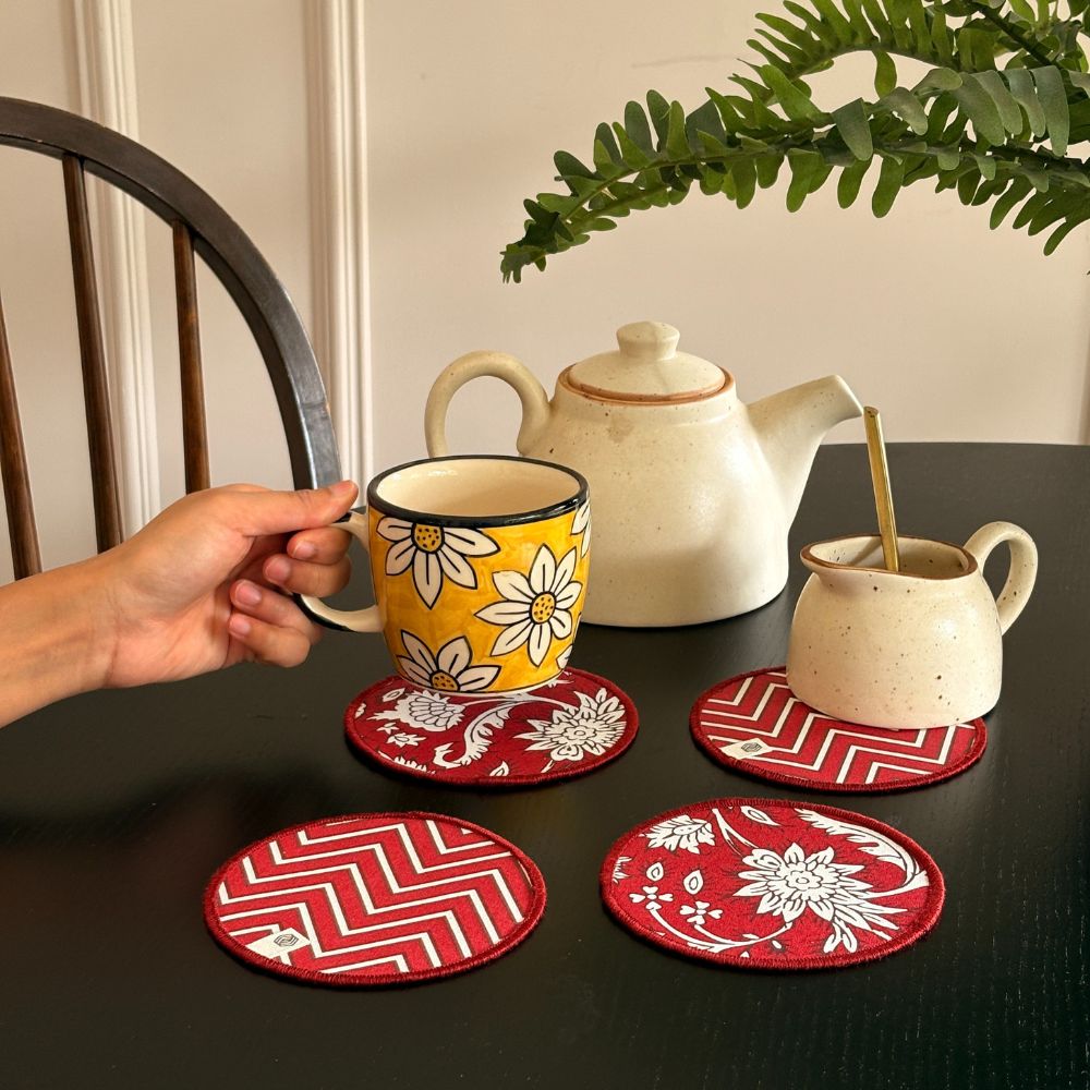 Cotton Coasters - All Over Red Set of 4 Red