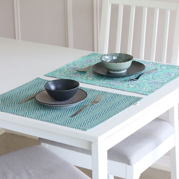 Tranquil Teal & Chevron Placemats Rectangle (12" x 17") Teal