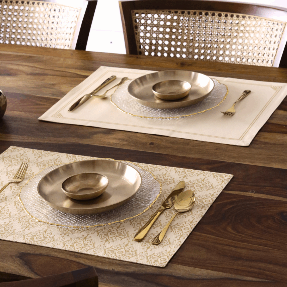 Golden Citrine Placemats Beige & Gold Rectangle (12" x 17")