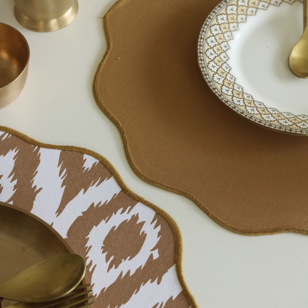 Beige Ikat & Tan Placemats