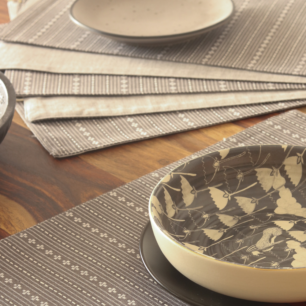 Woven Winter Grey Placemats Gray