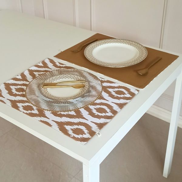 Beige Ikat & Tan Placemats Beige