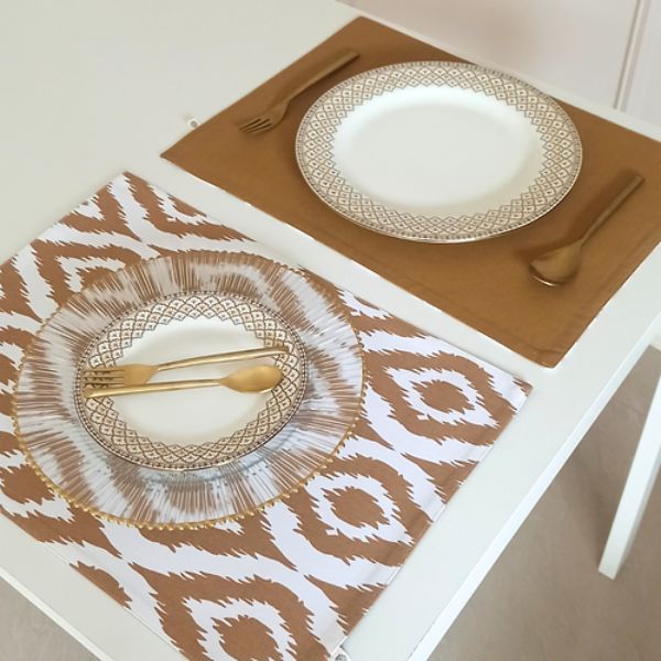 Beige Ikat & Tan Placemats