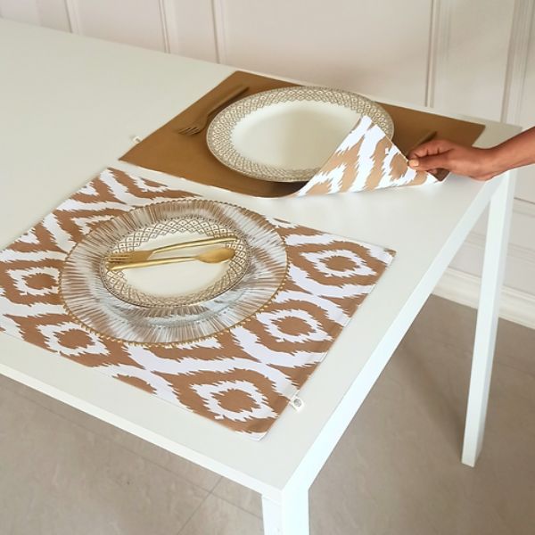 Beige Ikat & Tan Placemats