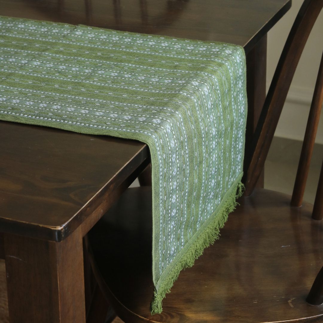 Woven Moss Green Reversible Runner