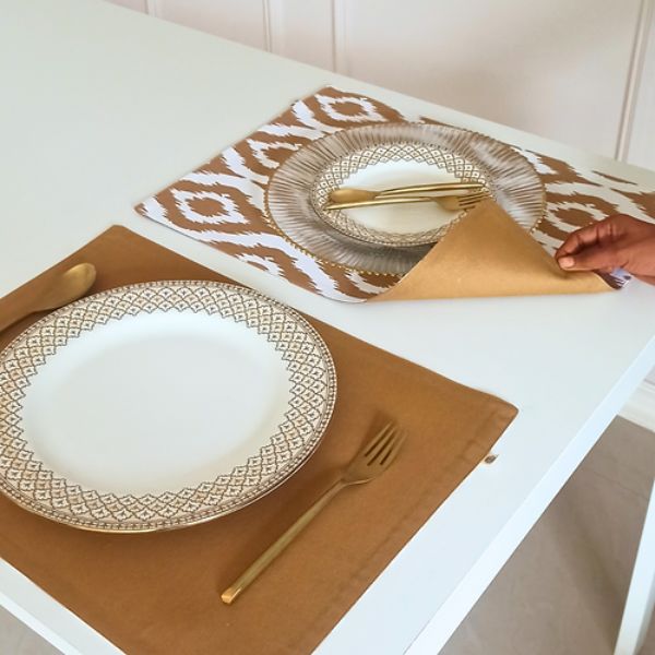 Beige Ikat & Tan Placemats