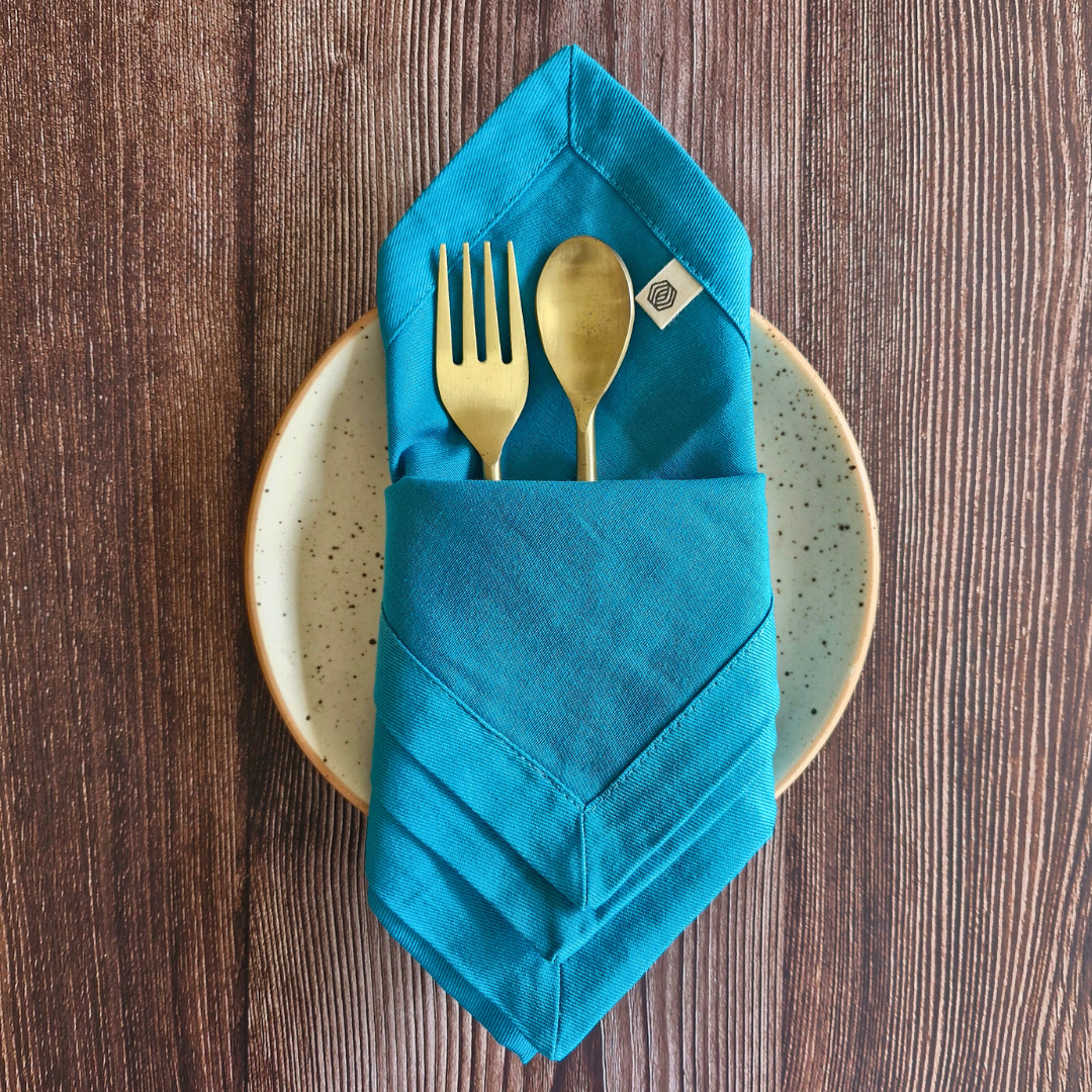 Blue - Cotton Table Napkins Blue