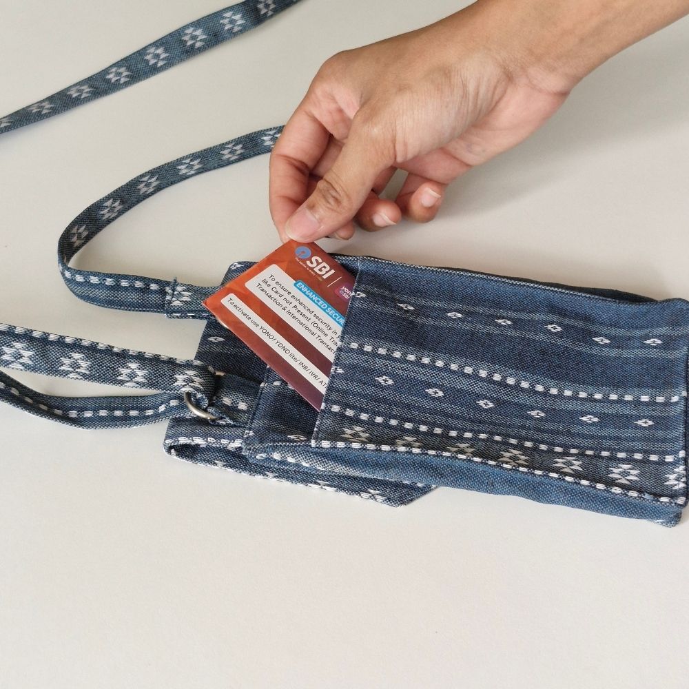 Woven Aegean Blue Mobile Pouch
