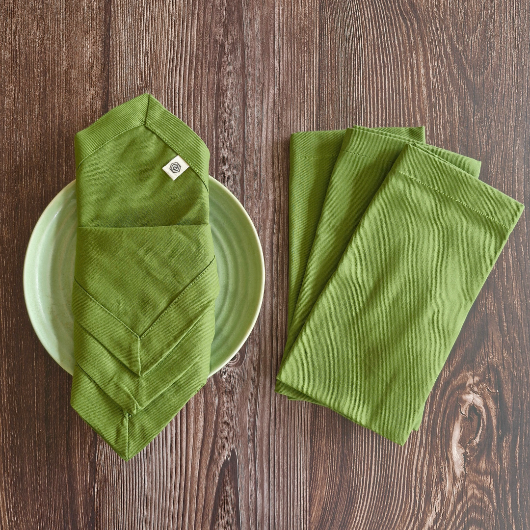 Leaf Green Solid - Cotton Table Napkins