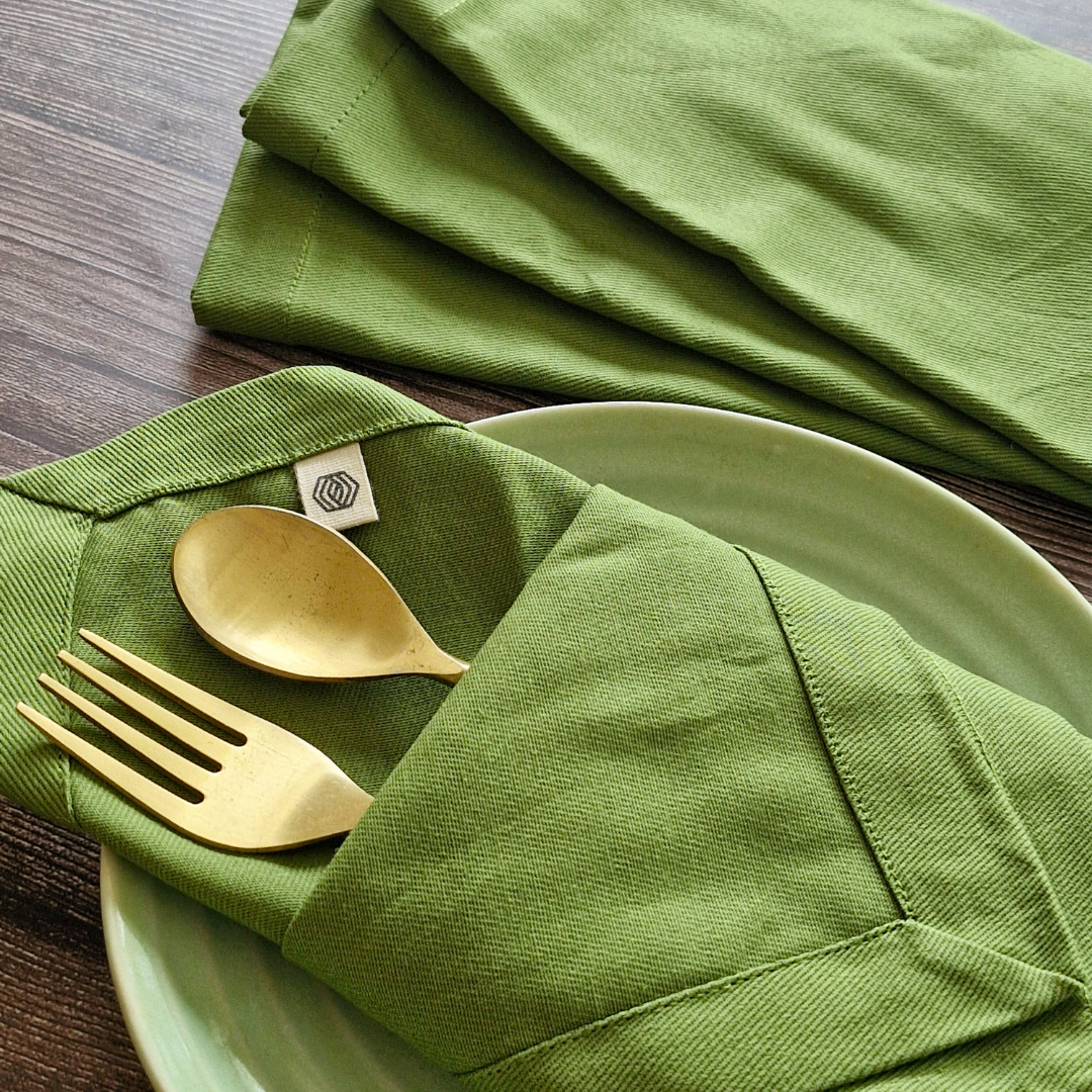 Leaf Green Solid - Cotton Table Napkins Green