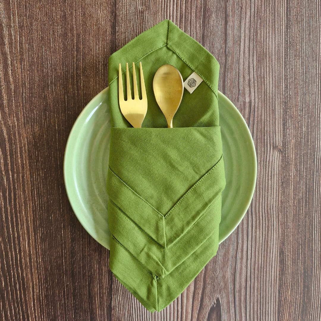 Leaf Green Solid - Cotton Table Napkins