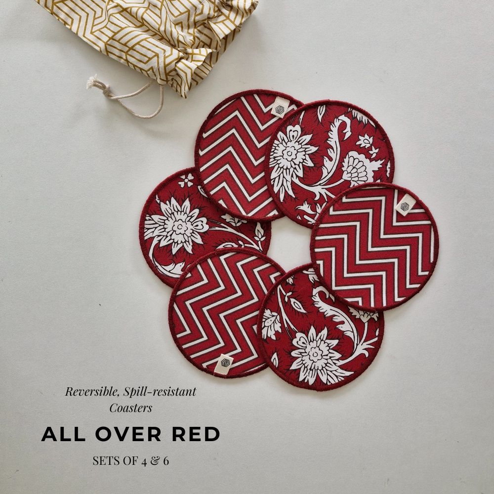 Cotton Coasters - All Over Red Set of 6 Red
