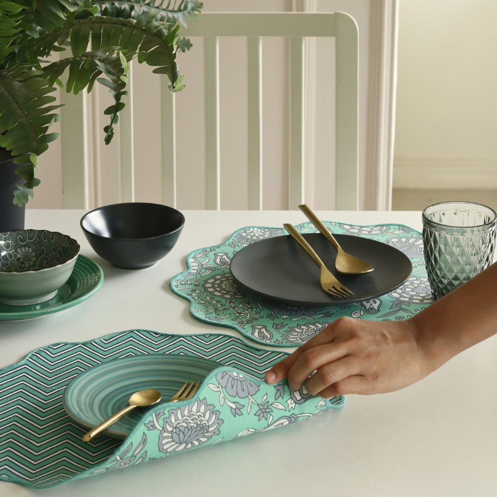Tranquil Teal & Chevron Placemats