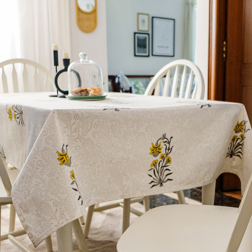 Ochre Falling Flower Tablecloth Ochre