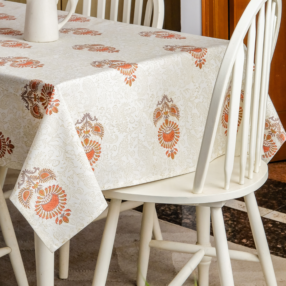 Tangerine Tablecloth 12 Seater Rectangle (60”X144”) Coral Orange