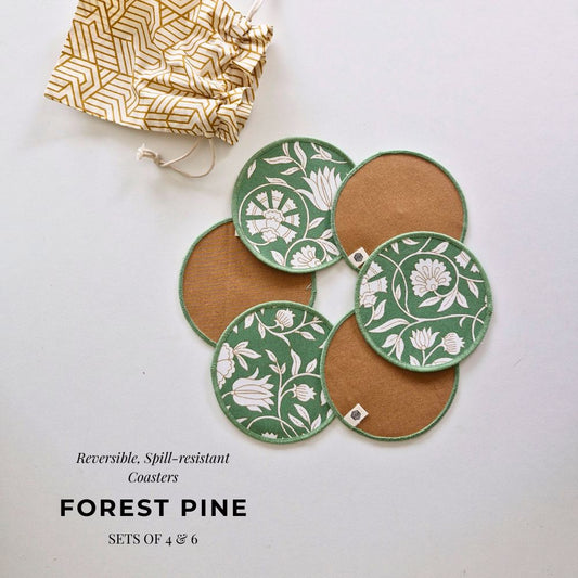 Cotton Coasters - Forest Pine Set of 6 Forest Pine