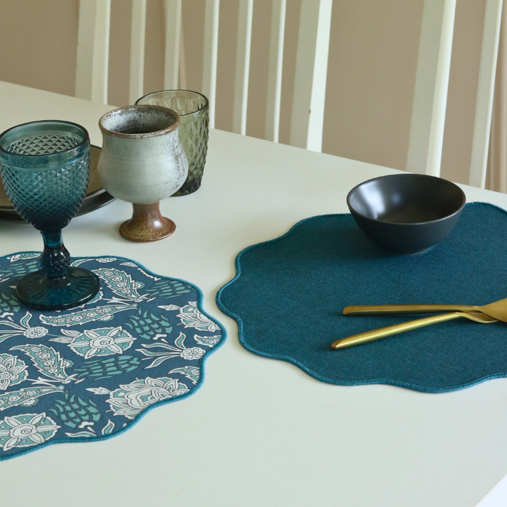Stormy Skies & Woven Aegean Blue Placemats