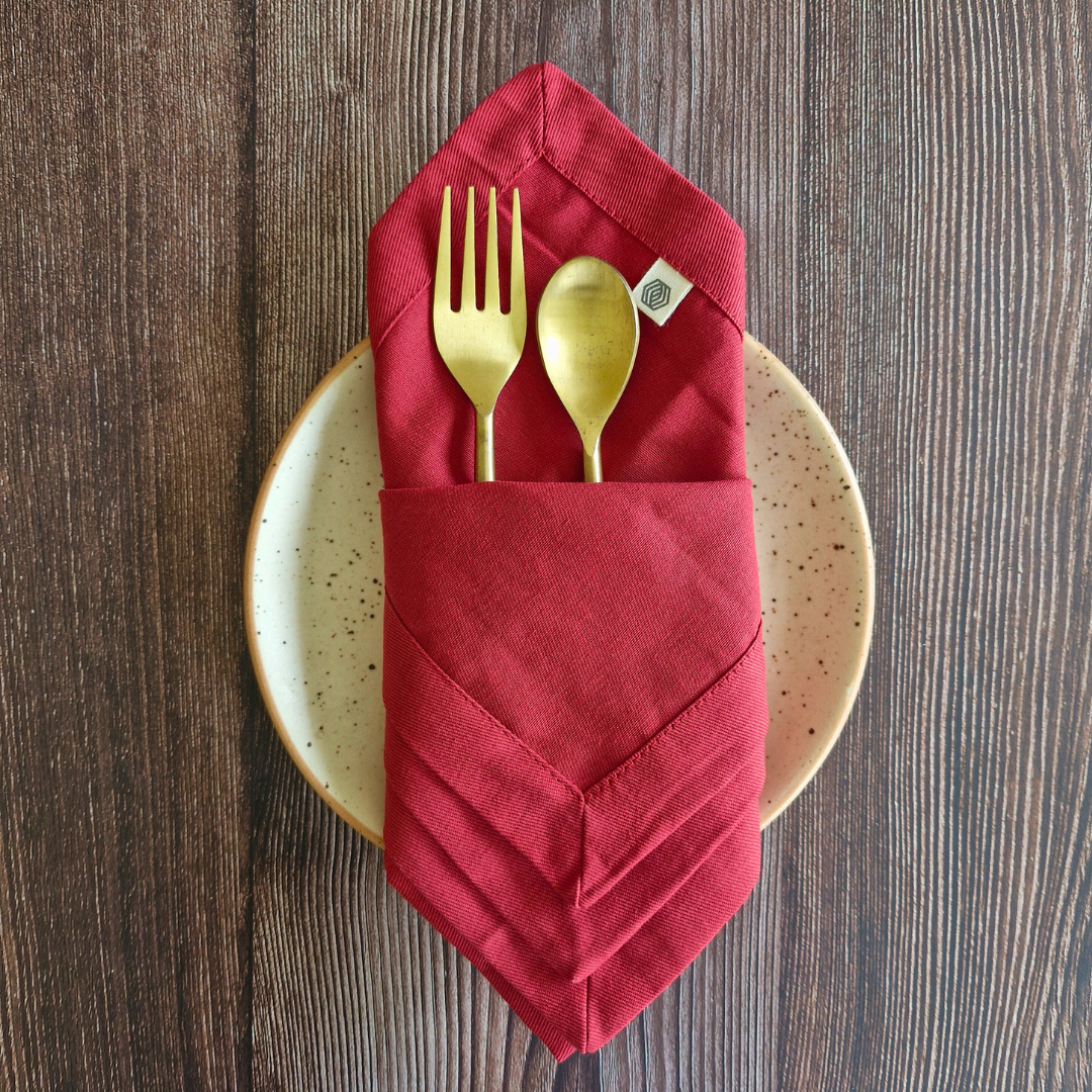 Coral Red - Cotton Table Napkins Red