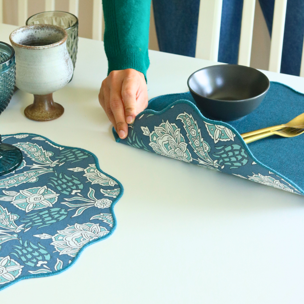 Stormy Skies & Woven Aegean Blue Placemats