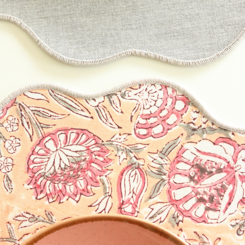 Blushing Meadows & Woven Grey Placemats
