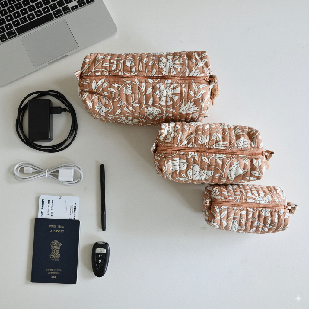 Quilted Pouches - Dusty Rose