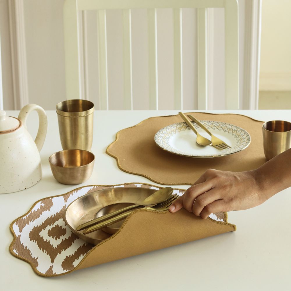 Beige Ikat & Tan Placemats