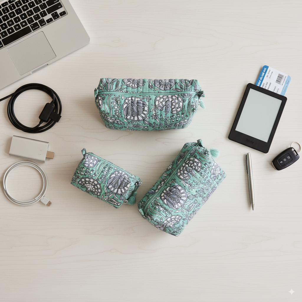 Quilted Pouches - Tranquil Teal