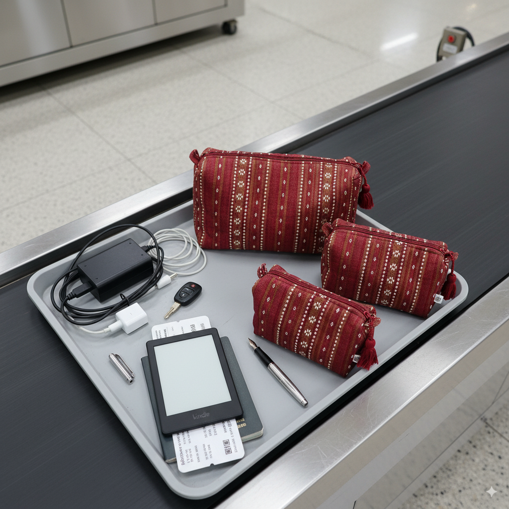 Quilted Pouches - Woven Ruby Red