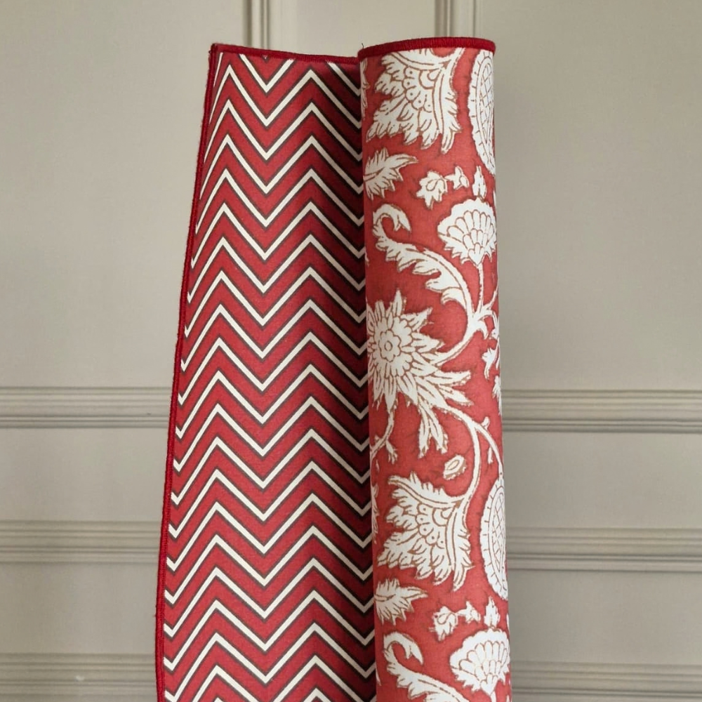 Sweet Almond Mahjong Tablecloth + All Over Red Floral & Chevron Mahjong Mat