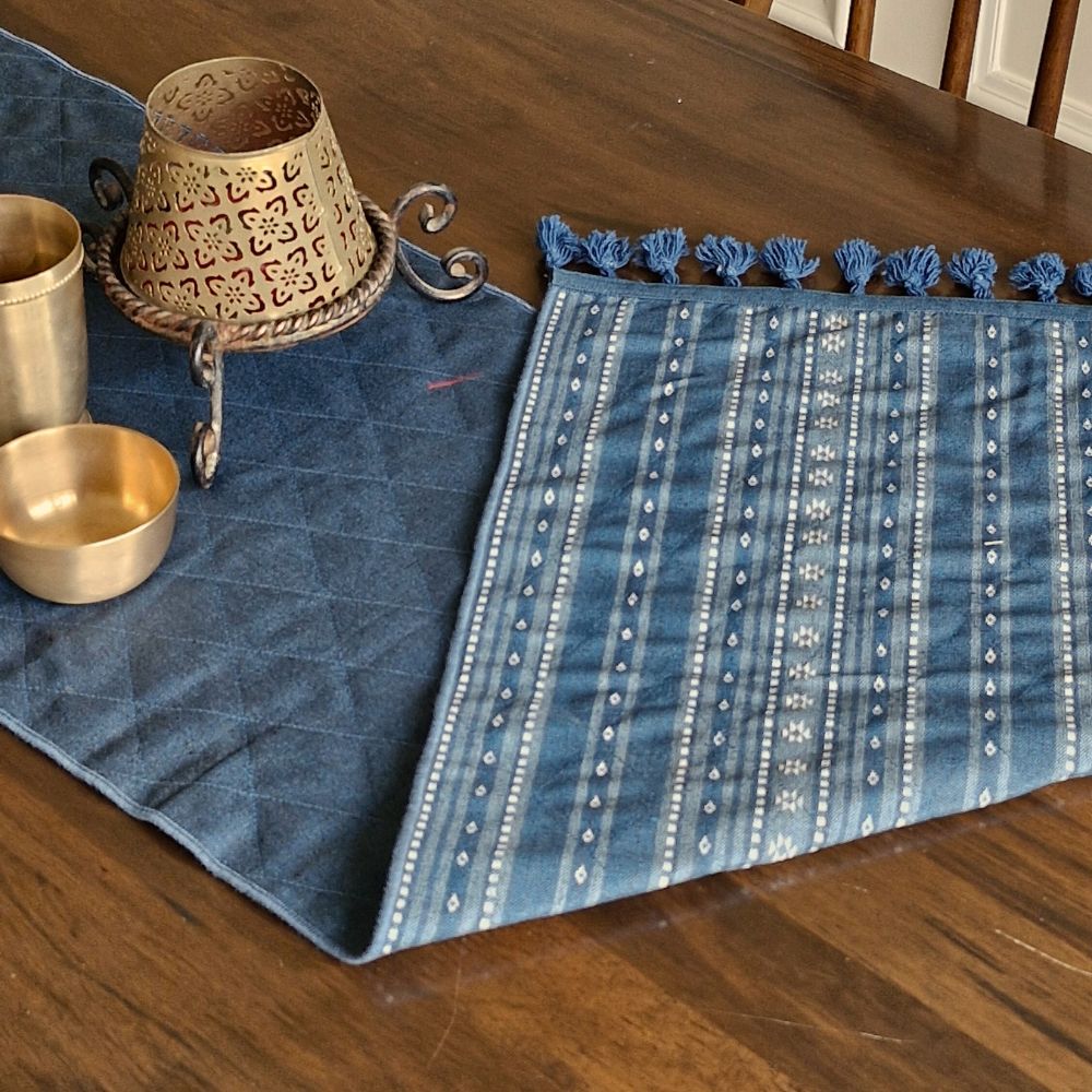 Woven Aegean Blue Reversible Runner