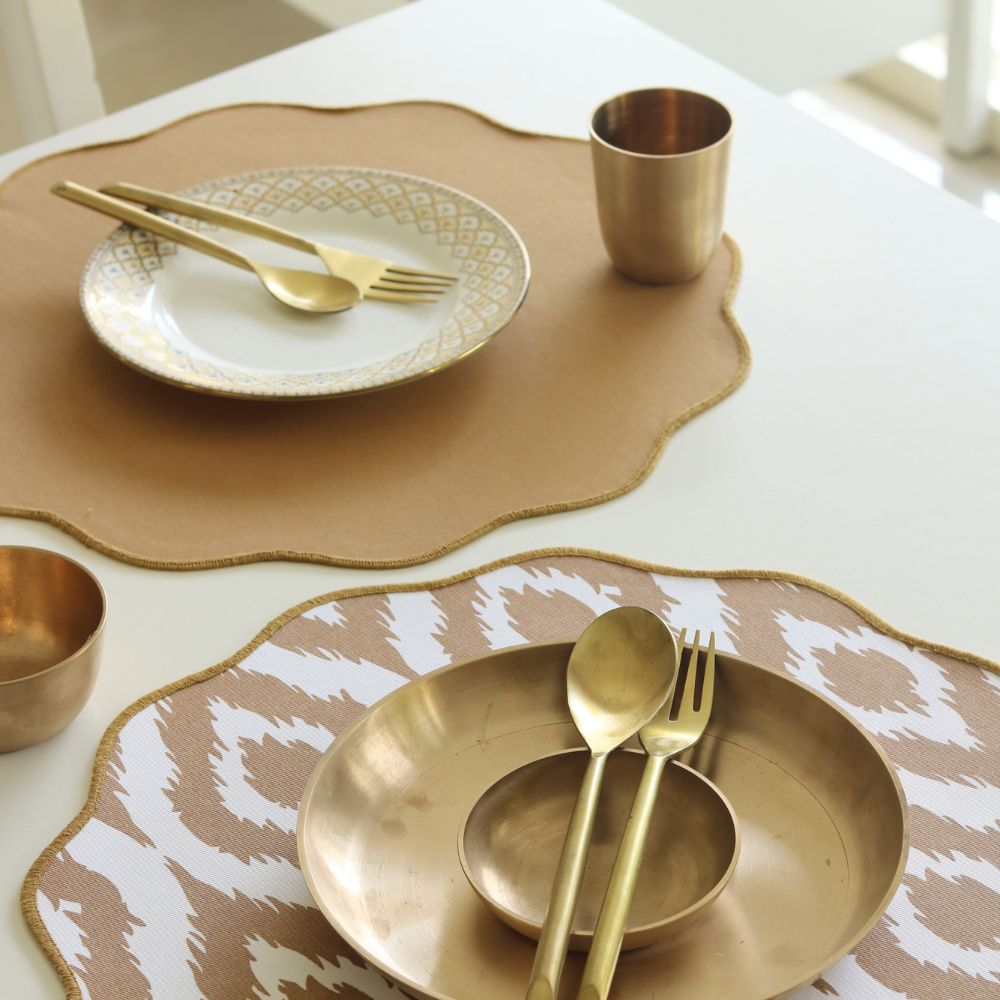 Beige Ikat & Tan Placemats