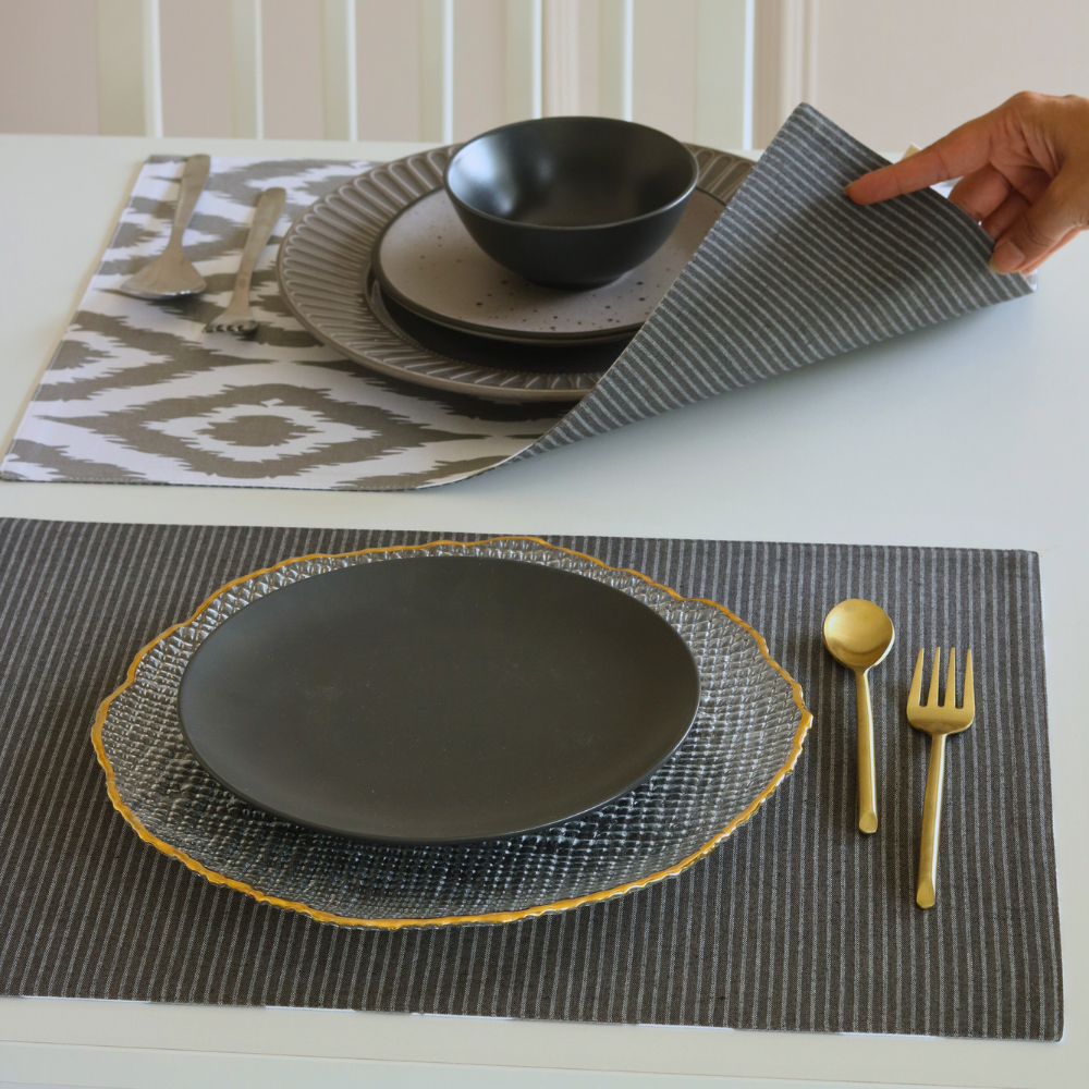Ikat Grey & Dark Slate Placemats