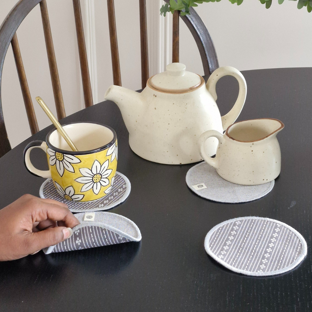 Cotton Coasters - Grey Set of 4 Gray