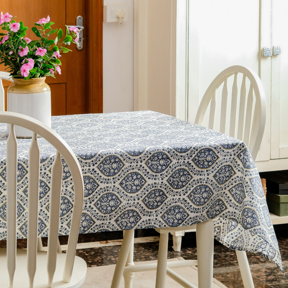 Morning Dew Tablecloth 6 Seater Round (80") Blue Grey