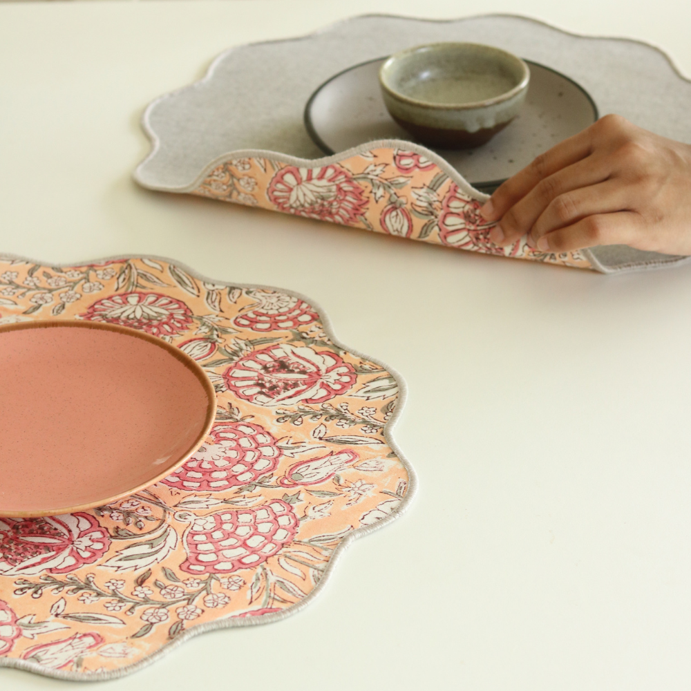 Blushing Meadows & Woven Grey Placemats
