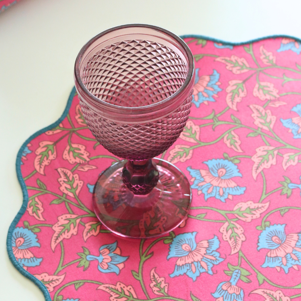 Royal Fuschia & Woven Aegean Blue Placemats