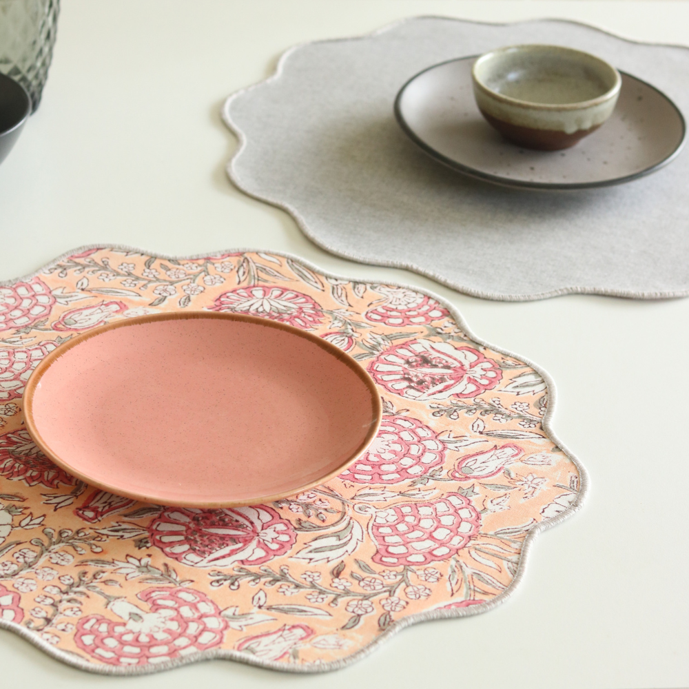 Blushing Meadows & Woven Grey Placemats