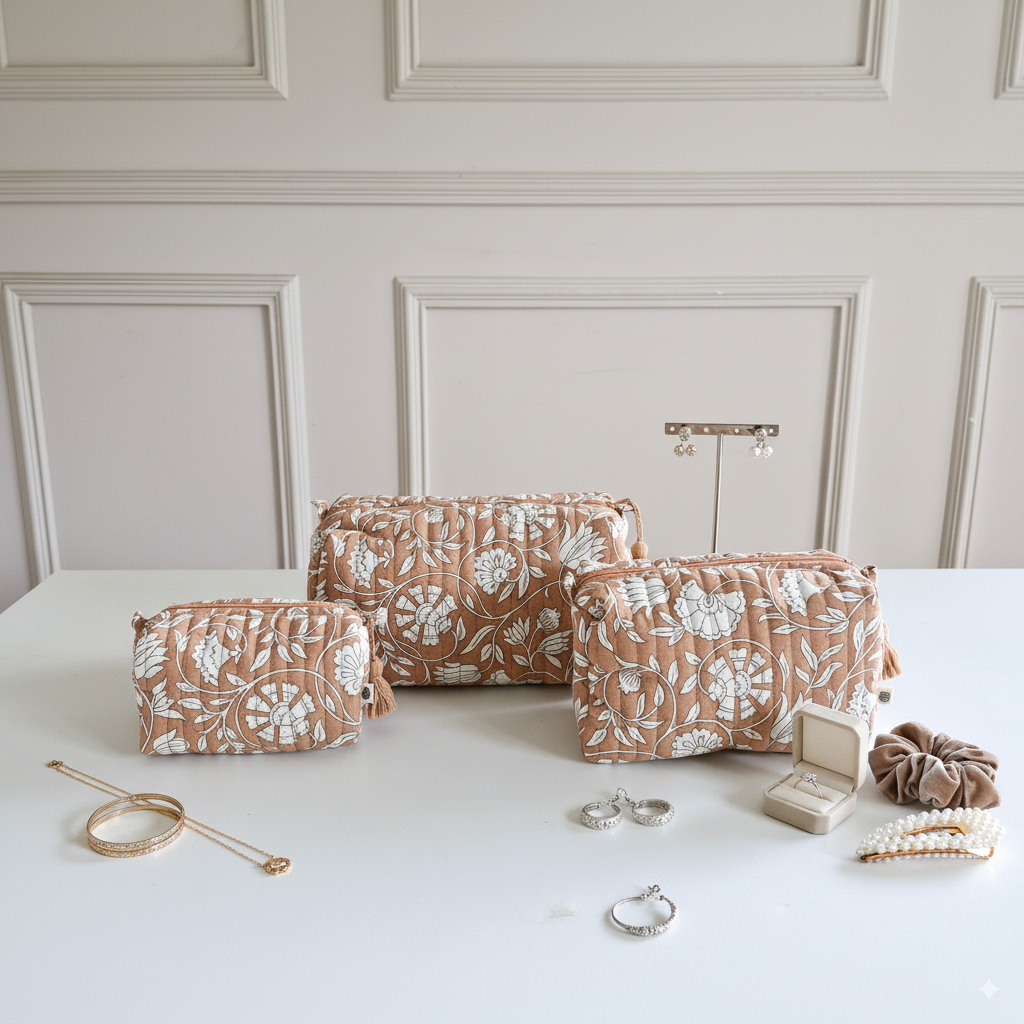 Quilted Pouches - Dusty Rose