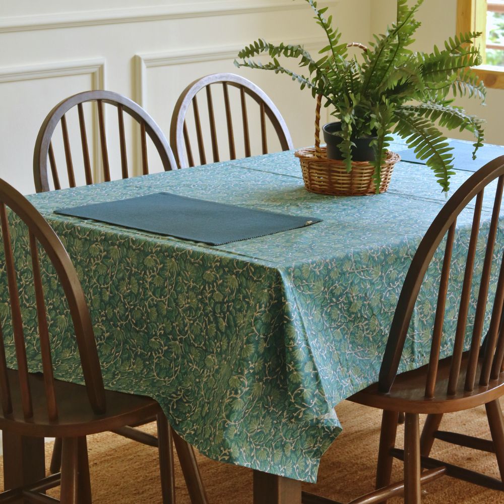 Moonlit Ivy Tablecloth Aegean Blue