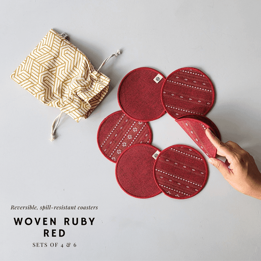 Cotton Coasters - Ruby Red Set of 6 Ruby Red