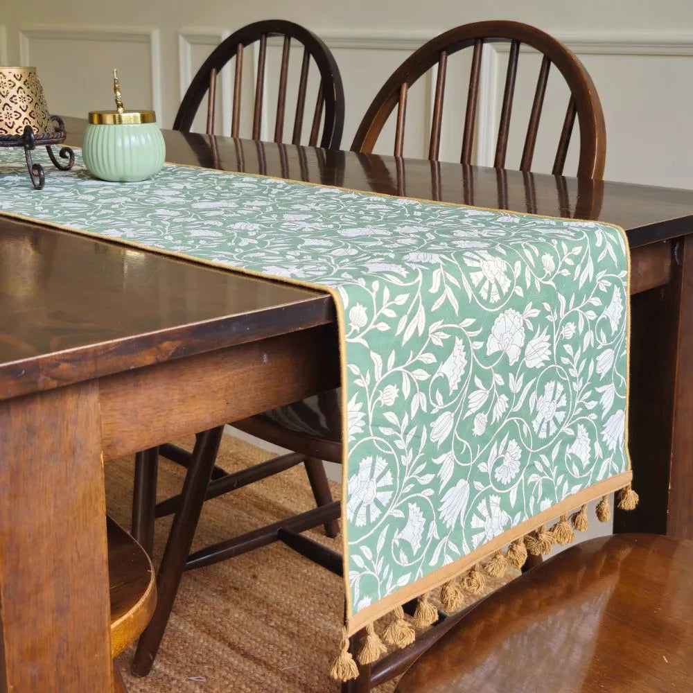 Forest Pine Reversible Runner by The Yard House, 80"X14", features geometric patterns in neutral tones from the Stone Coll...