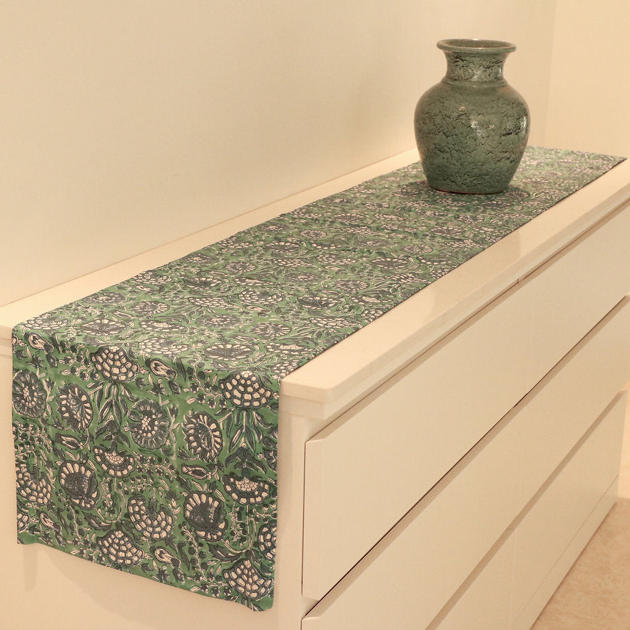 Tranquil Teal Runner (Flower Pattern)