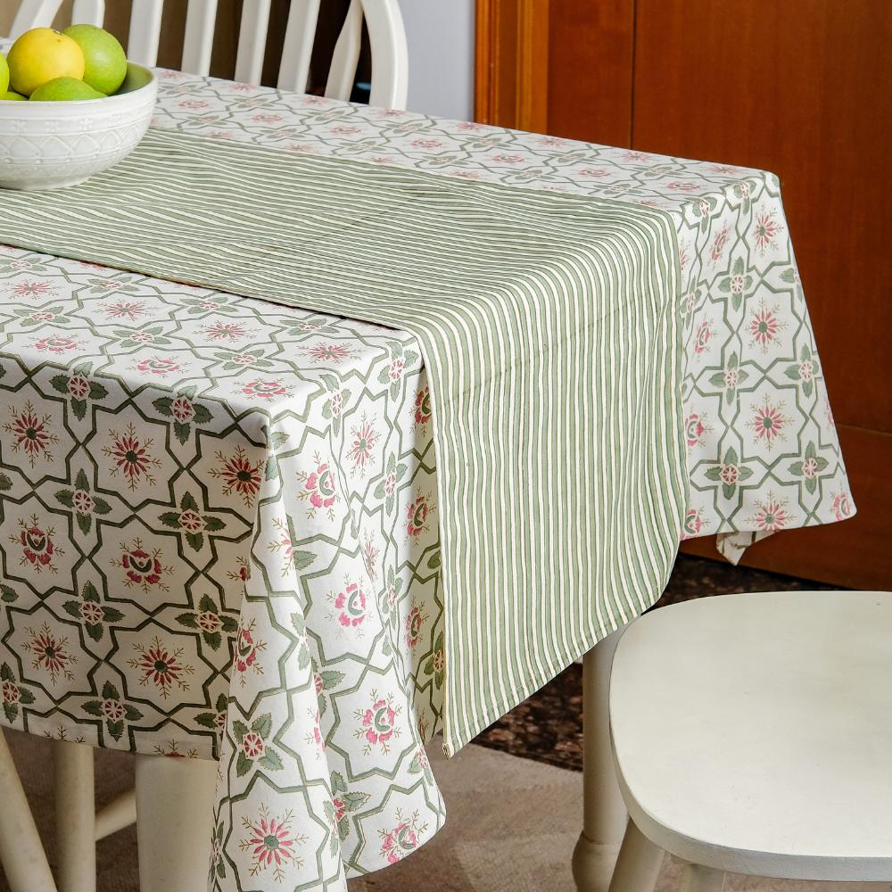Block & Screen Print Wipeable & Anti-Slip Cotton Table Linen ...