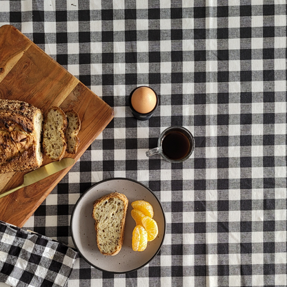 Bed & Breakfast - Black Gingham checks Tablecloth Black